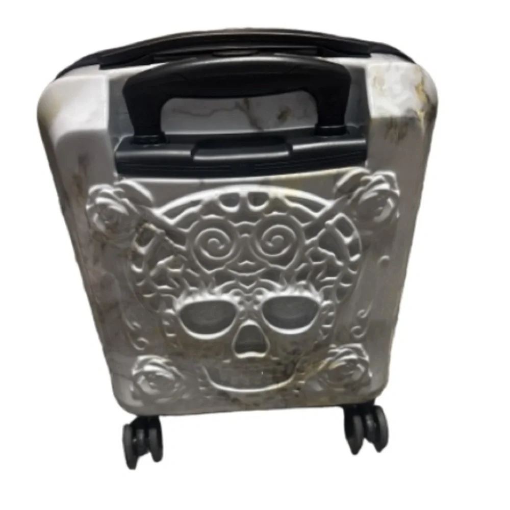 IT Luggage Skull 3D Embossed marbelized Hardside Spinner carryon Suitcase - Picture 3 of 11